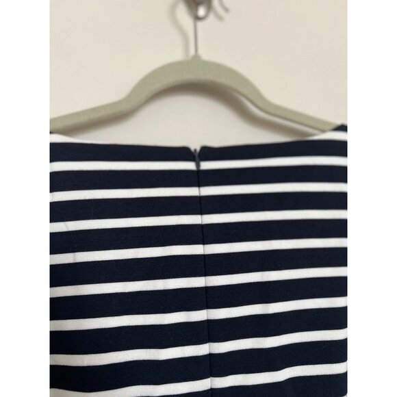 MICHAEL - Michael Kors Navy Blue & WHite Striped Buckle Sleeves - Size Large - Picture 5 of 8